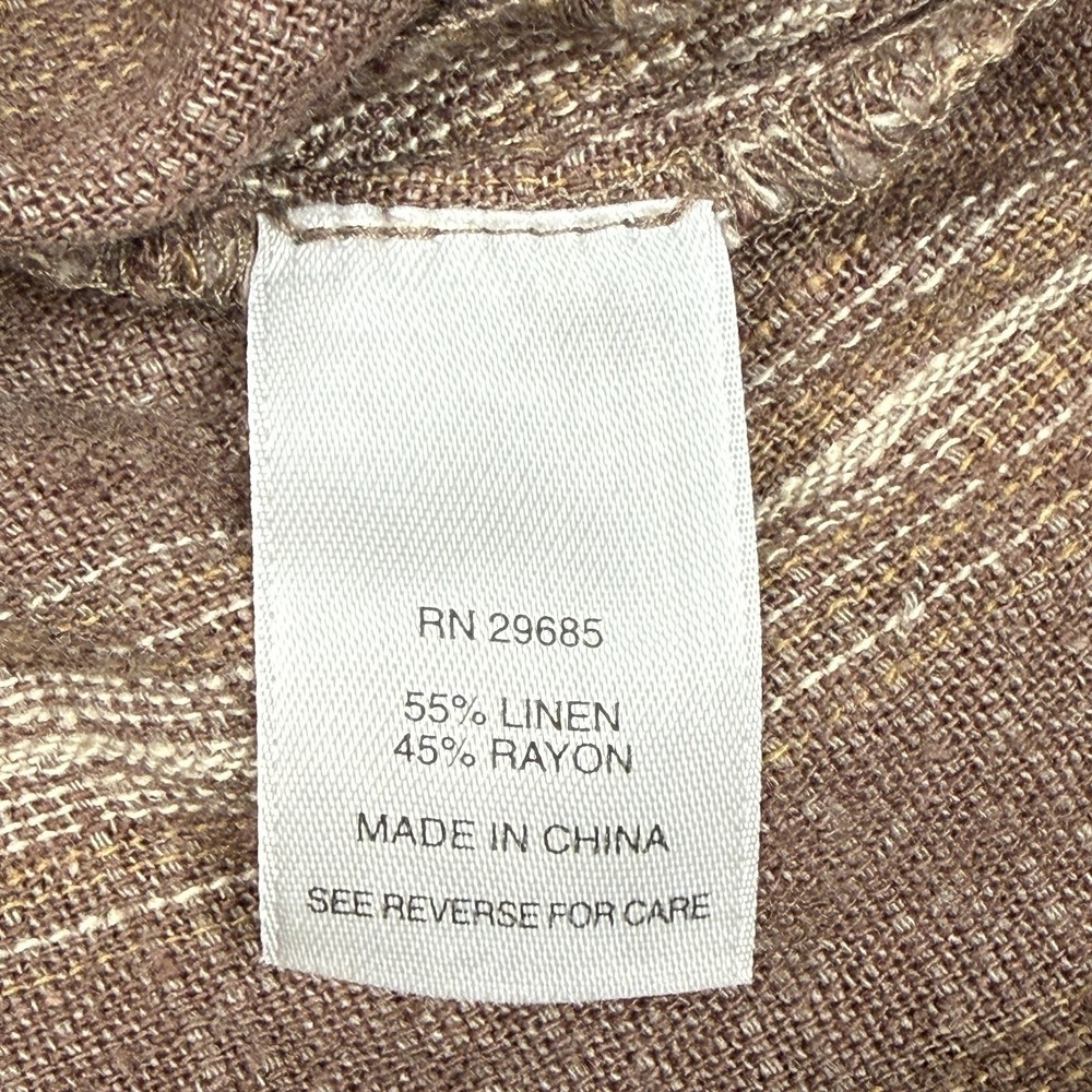 Pendleton Petite Linen Pants Women 12 Brown Striped Relaxed Casual - Picture 7 of 10